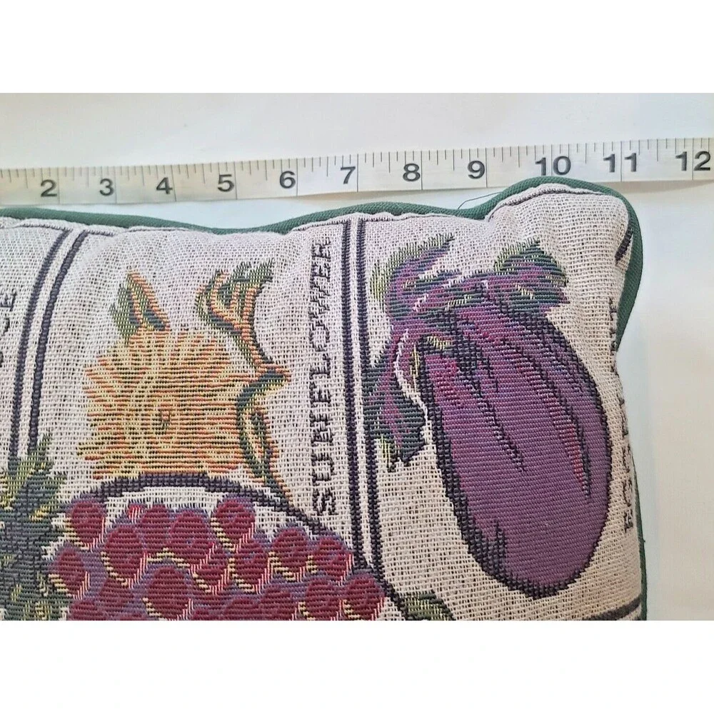 Vintage Tapestry Throw Pillow Decorative Planted with Love Veggies Herbs Garden